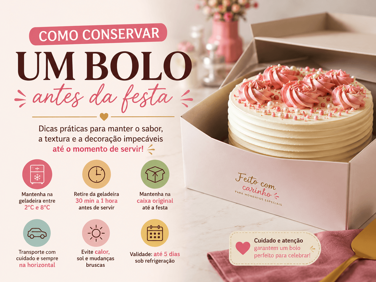 Como conservar um bolo antes da festa