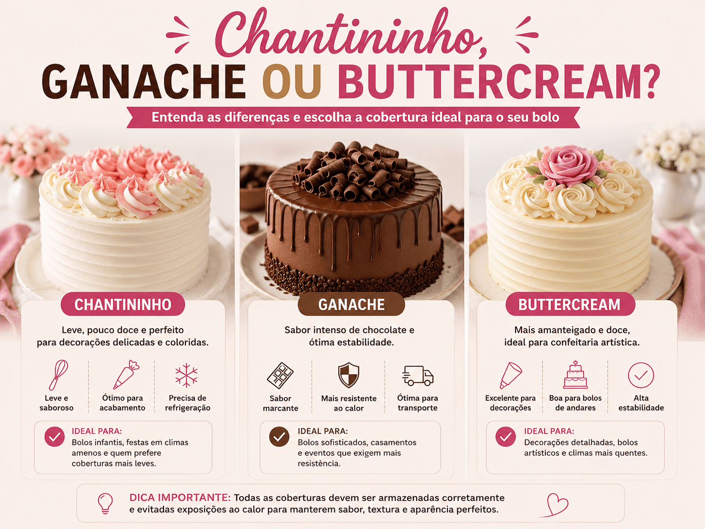 Chantininho, ganache ou buttercream?
